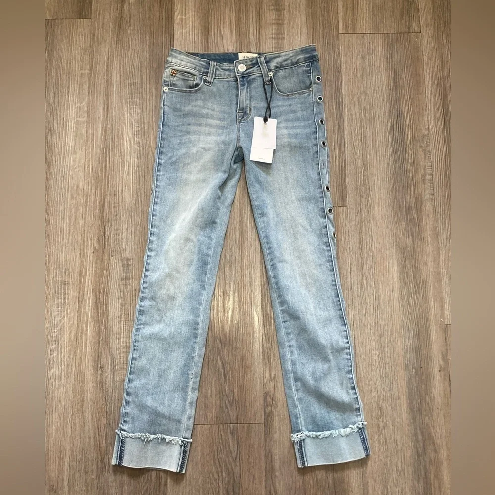 Hudson Kids Girls Studded Girlfriend Straight Fit Jeans Size 14”